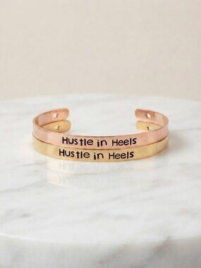 Hustle in Heels 2 Piece Motivational Bracelet Set